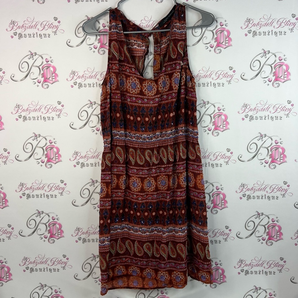 Zara dress Aztec paisley floral flowers tie dye style Bohemian Sleeveless Dress